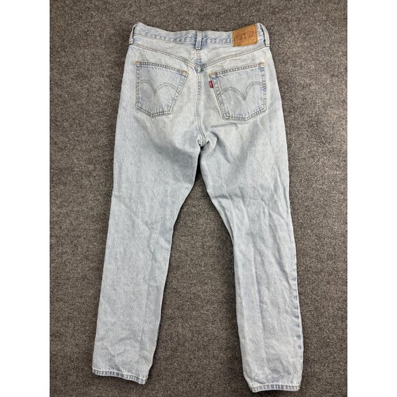 Levis 501 Jeans Mens 28x30 Light Wash Distressed Button Fly Denim High Rise - Picture 7 of 11